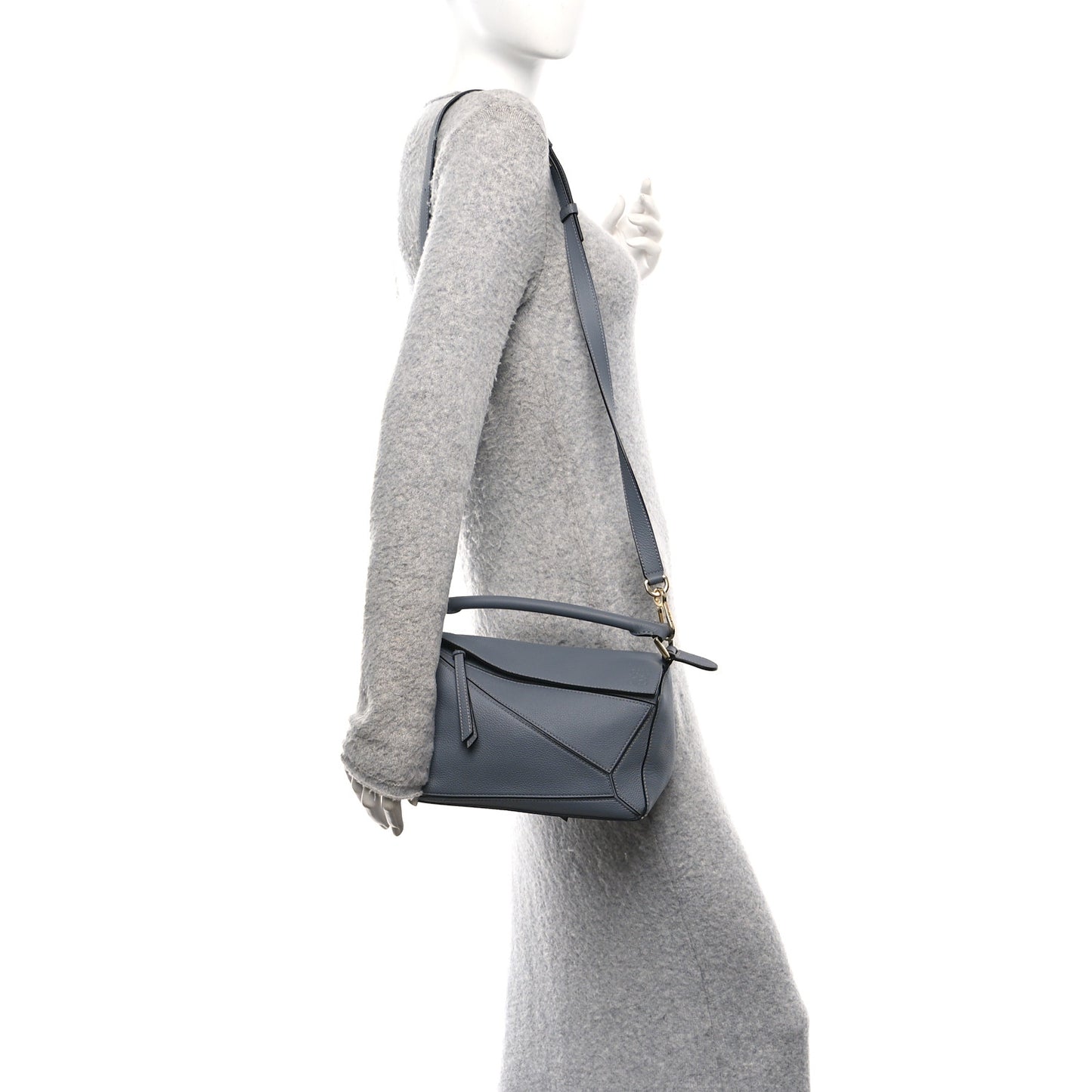 Soft Grained Calfskin Small Puzzle Bag Pearl Grey
