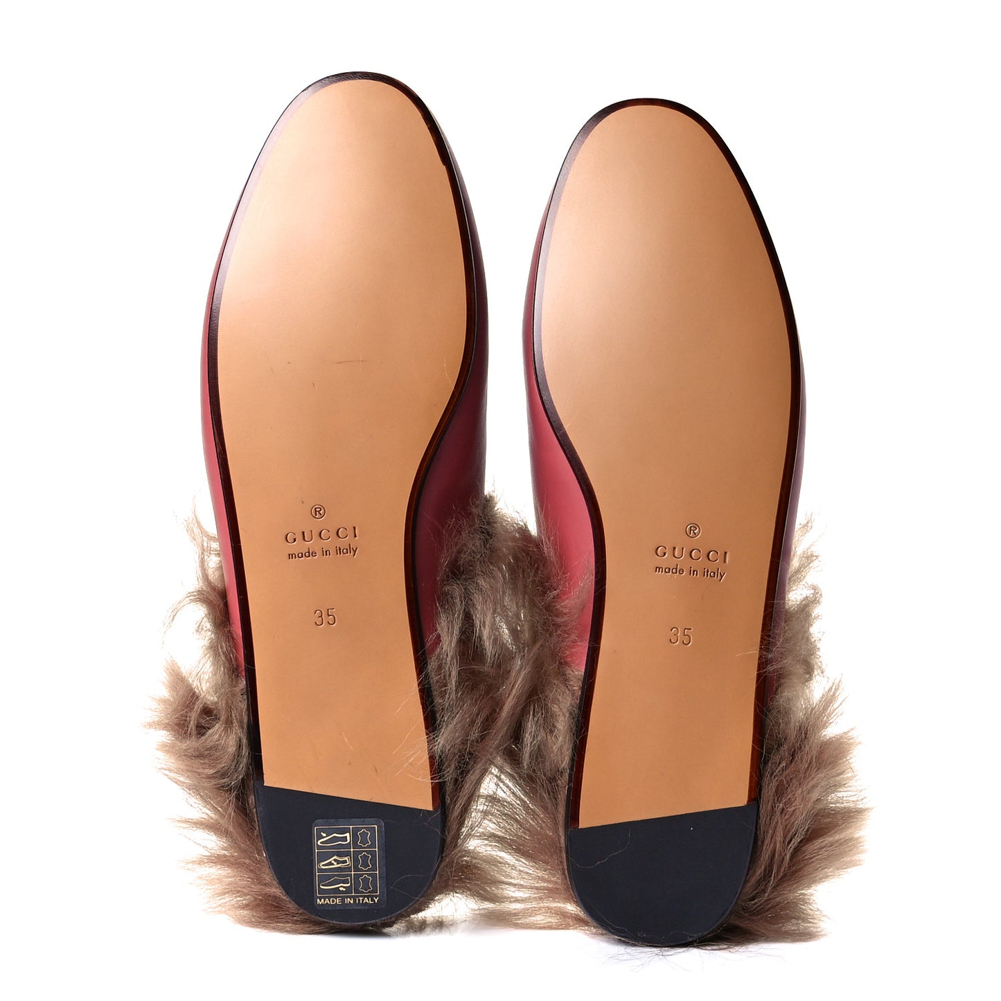 Calfskin Fur Womens Princetown Slippers 35 Lipstick Rose Natural