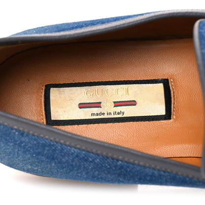 Gucci New Denim Delave Web Mens Horsebit Loafers 8 Blue 10 of 11