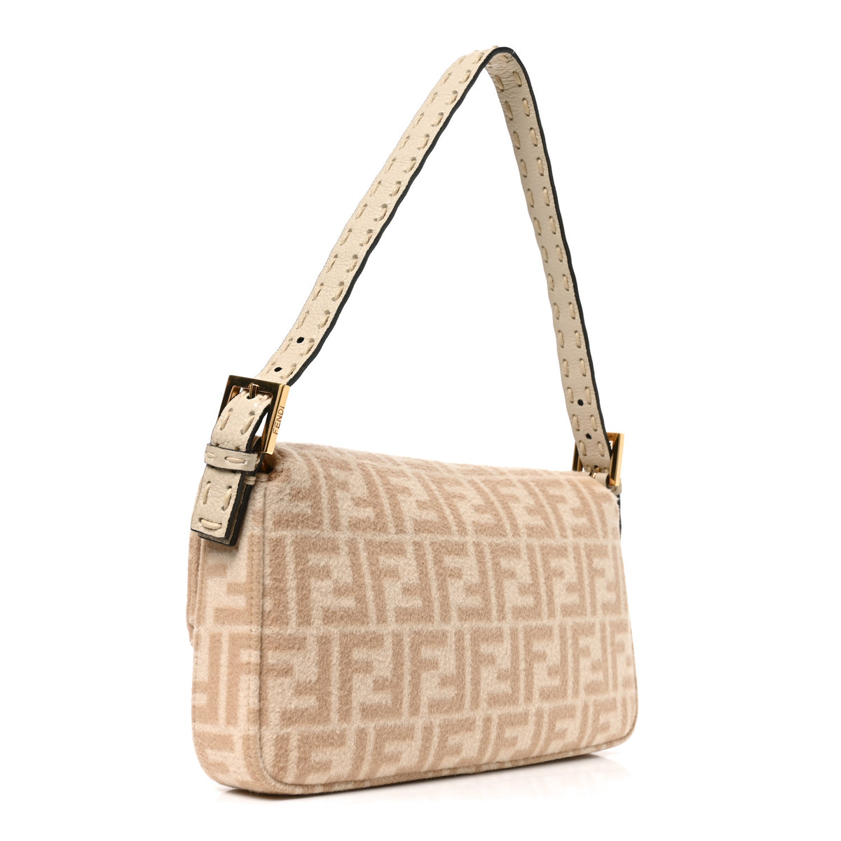 Fendi Wool Cuoio Romano Selleria FF 1974 Baguette 1997 Beige Cammello Camelia 3 of 10