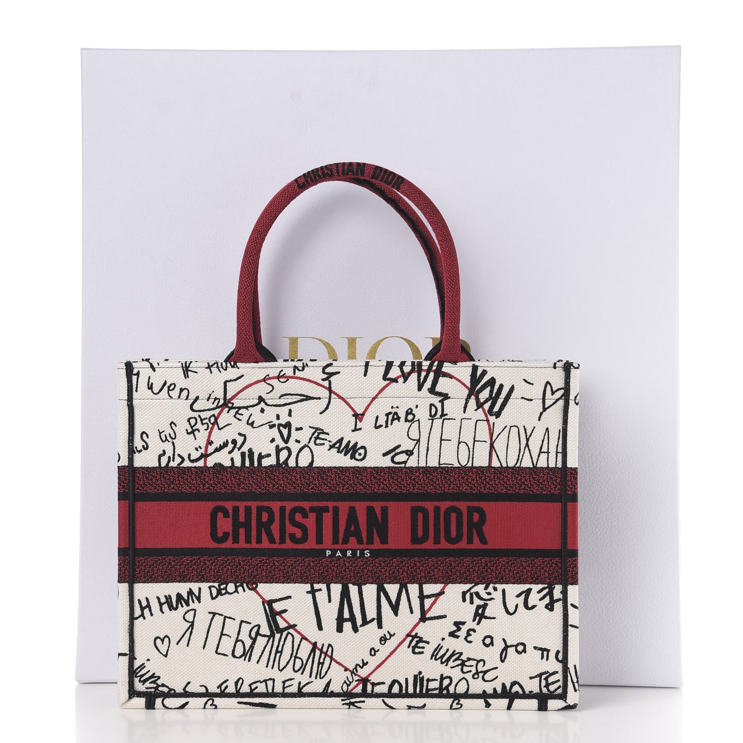 Canvas Embroidered Medium Dioramour Graffiti Book Tote Latte Multicolor