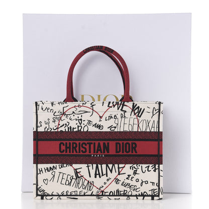 Christian Dior Canvas Embroidered Medium Dioramour Graffiti Book Tote Latte Multicolor 10 of 10