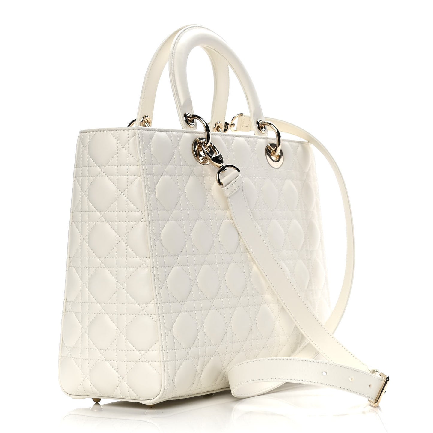Lambskin Cannage Large Lady Dior White