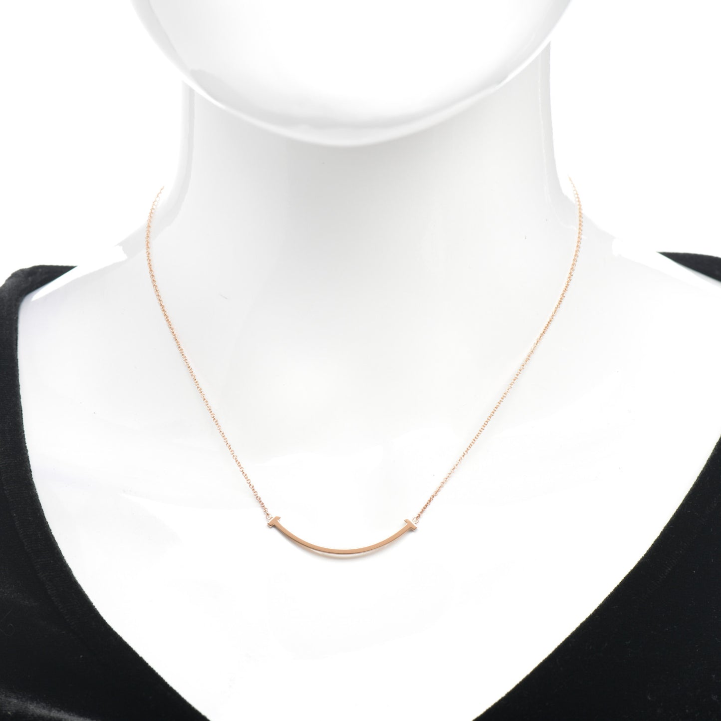 18K Rose Gold Small T Smile Pendant Necklace