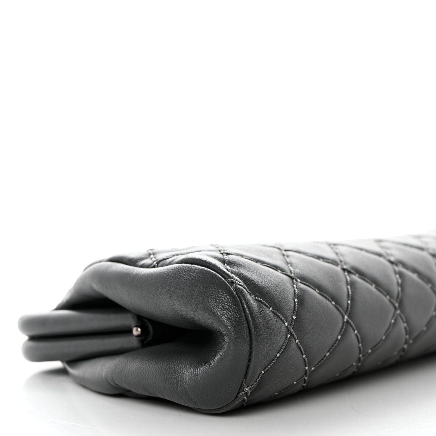 Lambskin Stitched Timeless Clutch Grey