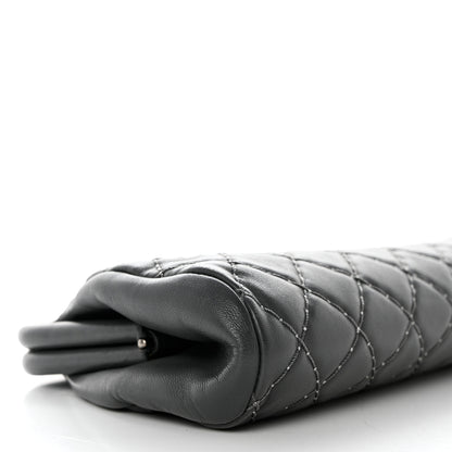 Chanel Lambskin Stitched Timeless Clutch Grey 8 of 9