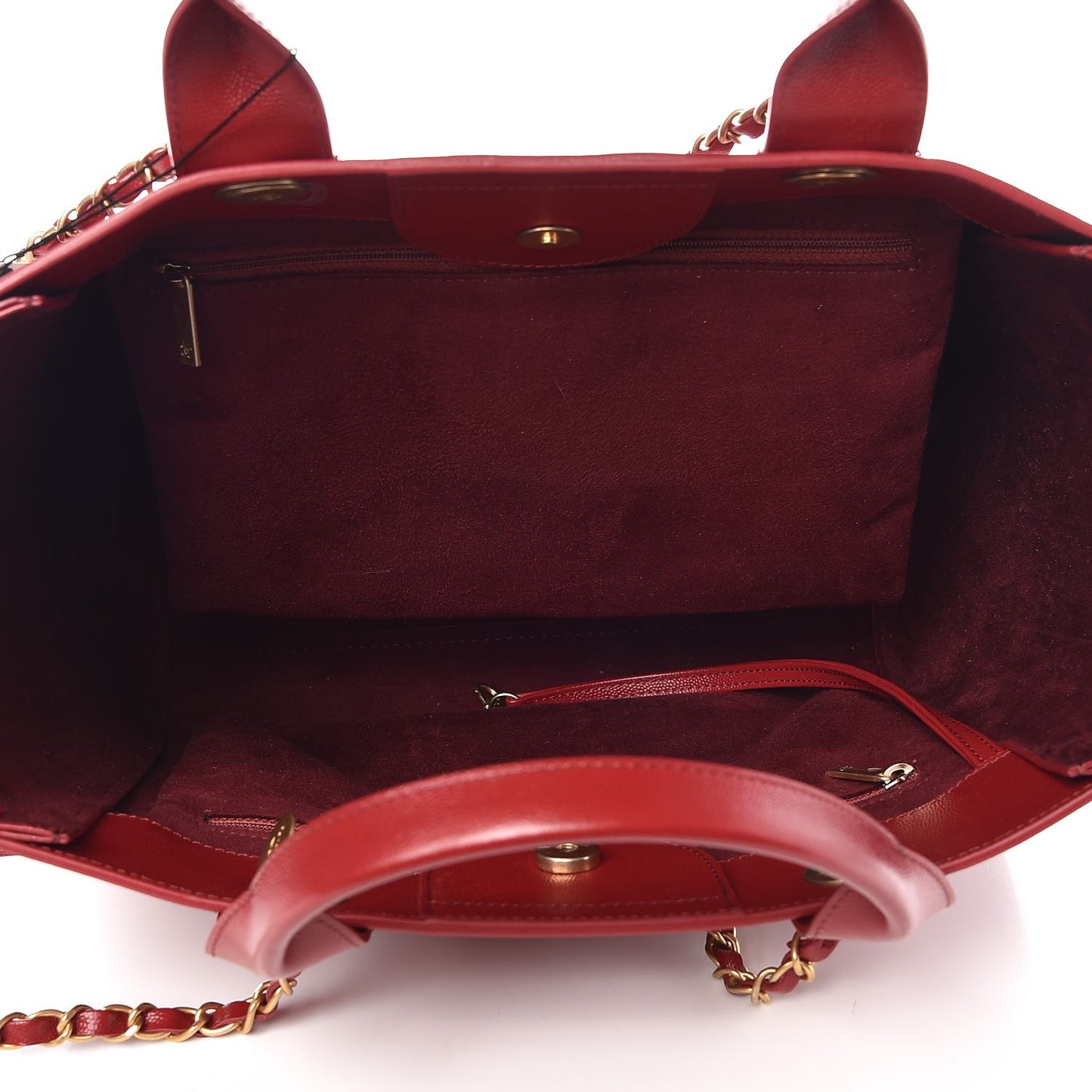 Caviar Small Studded Deauville Tote Burgundy
