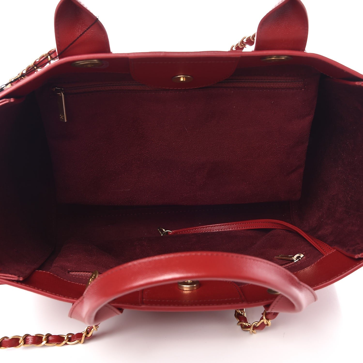 Chanel Caviar Small Studded Deauville Tote Burgundy 6 of 8