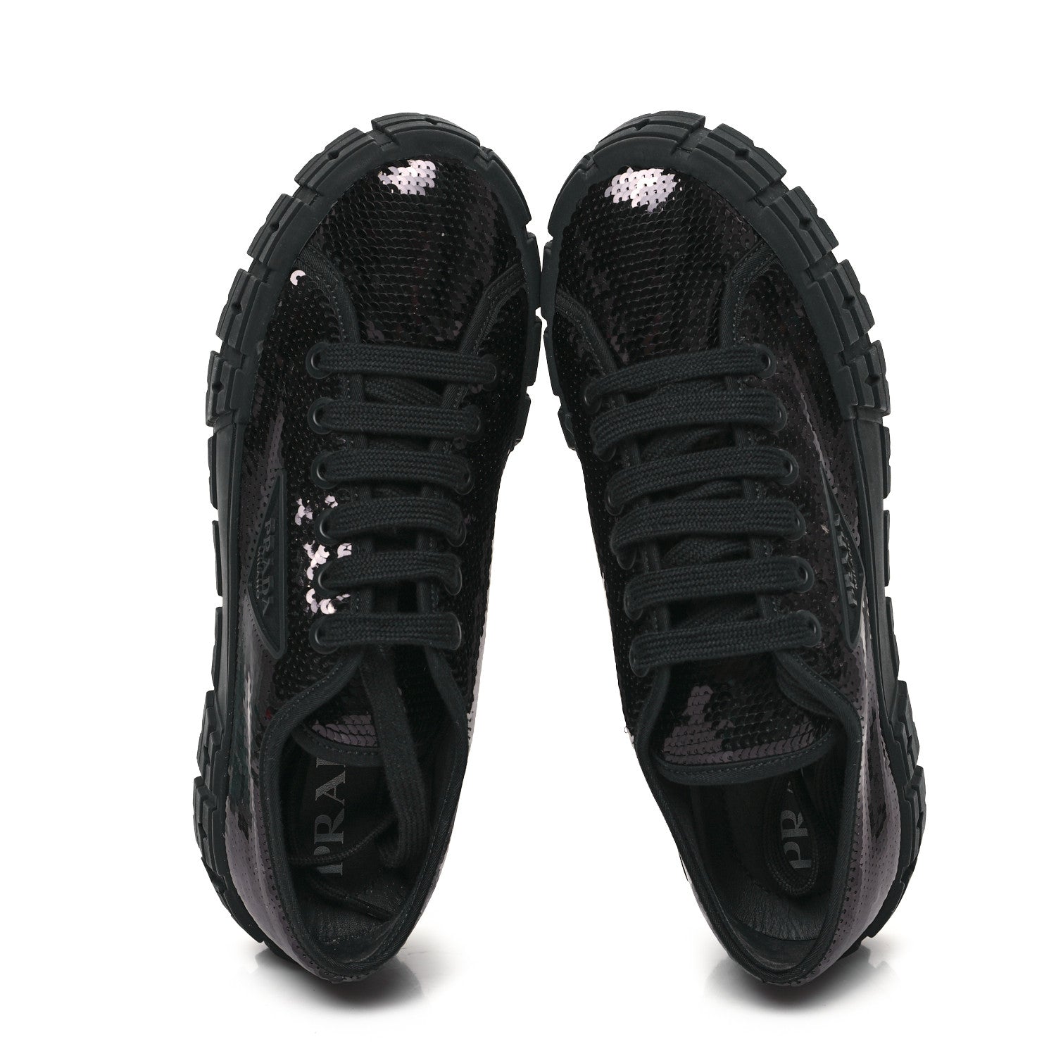 Prada Paillettes Triangle Logo Double Wheel 50mm Sneakers 39 Black 2 of 10