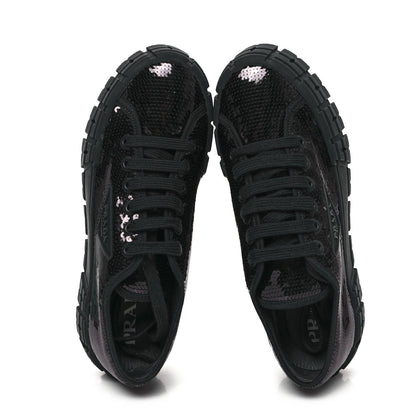 Prada Paillettes Triangle Logo Double Wheel 50mm Sneakers 39 Black 2 of 10