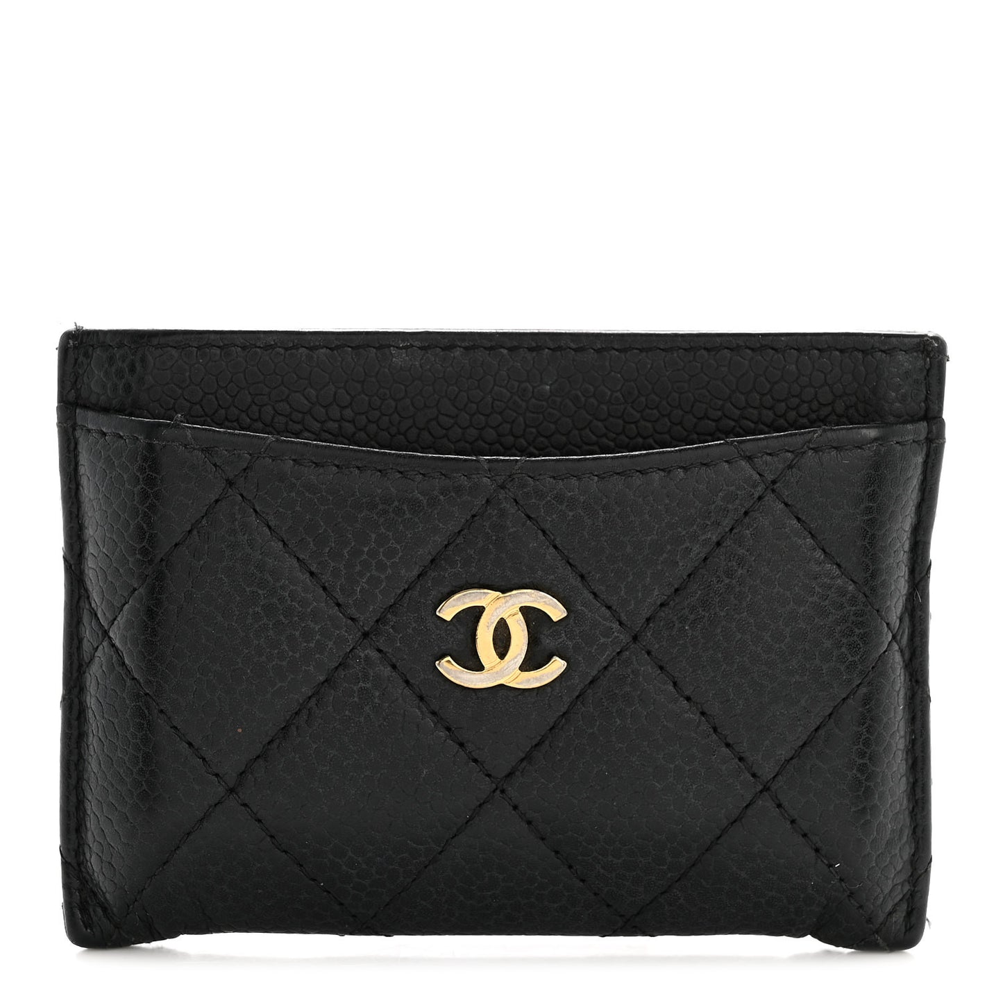 Caviar Quilted Card Holder Black