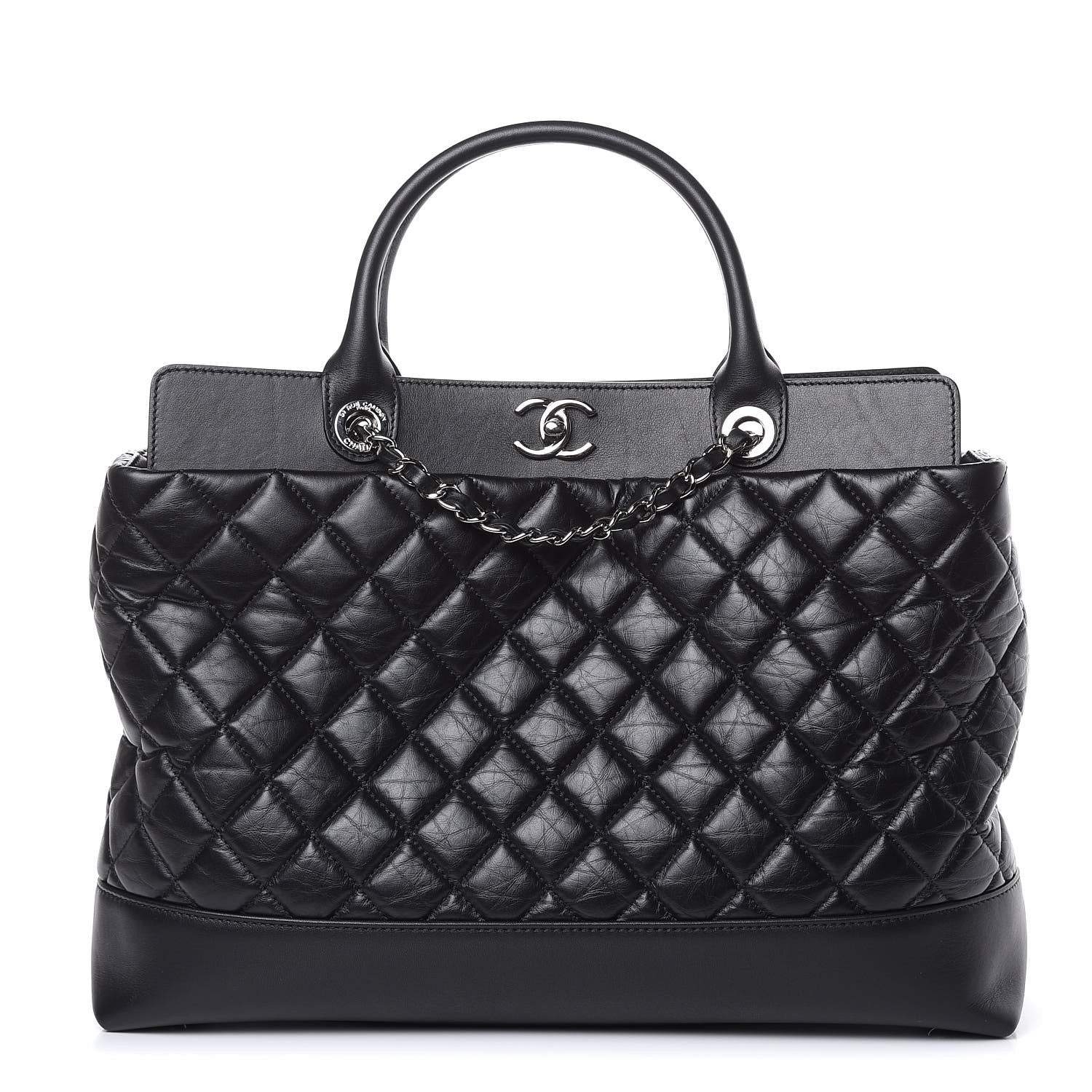 Chanel Aged Calfskin Quilted Be CC Tote Black 1 of 13