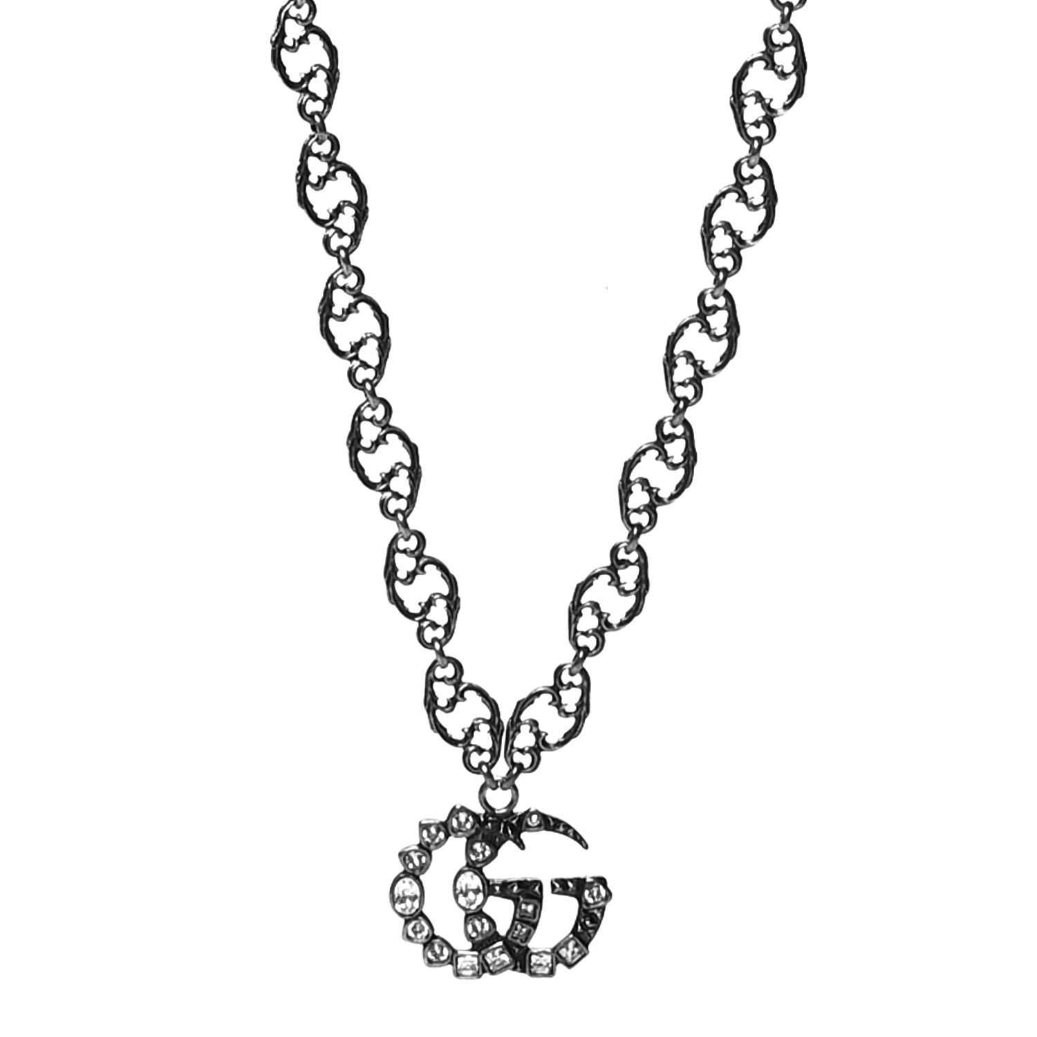 Gucci Crystal Marmont Necklace Aged Silver 1 of 5