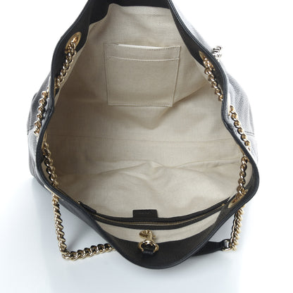 Gucci Pebbled Calfskin Medium Soho Chain Shoulder Bag Black 5 of 10