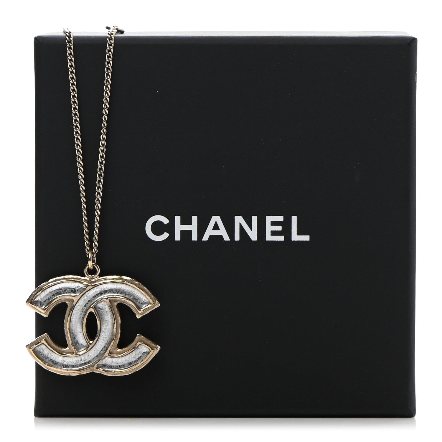 Chanel Metal CC Pendant Necklace Gold Silver 7 of 7
