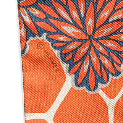 Hermes Silk The Three Graces Twilly Bleu Jean Orange Rouille 2 of 4