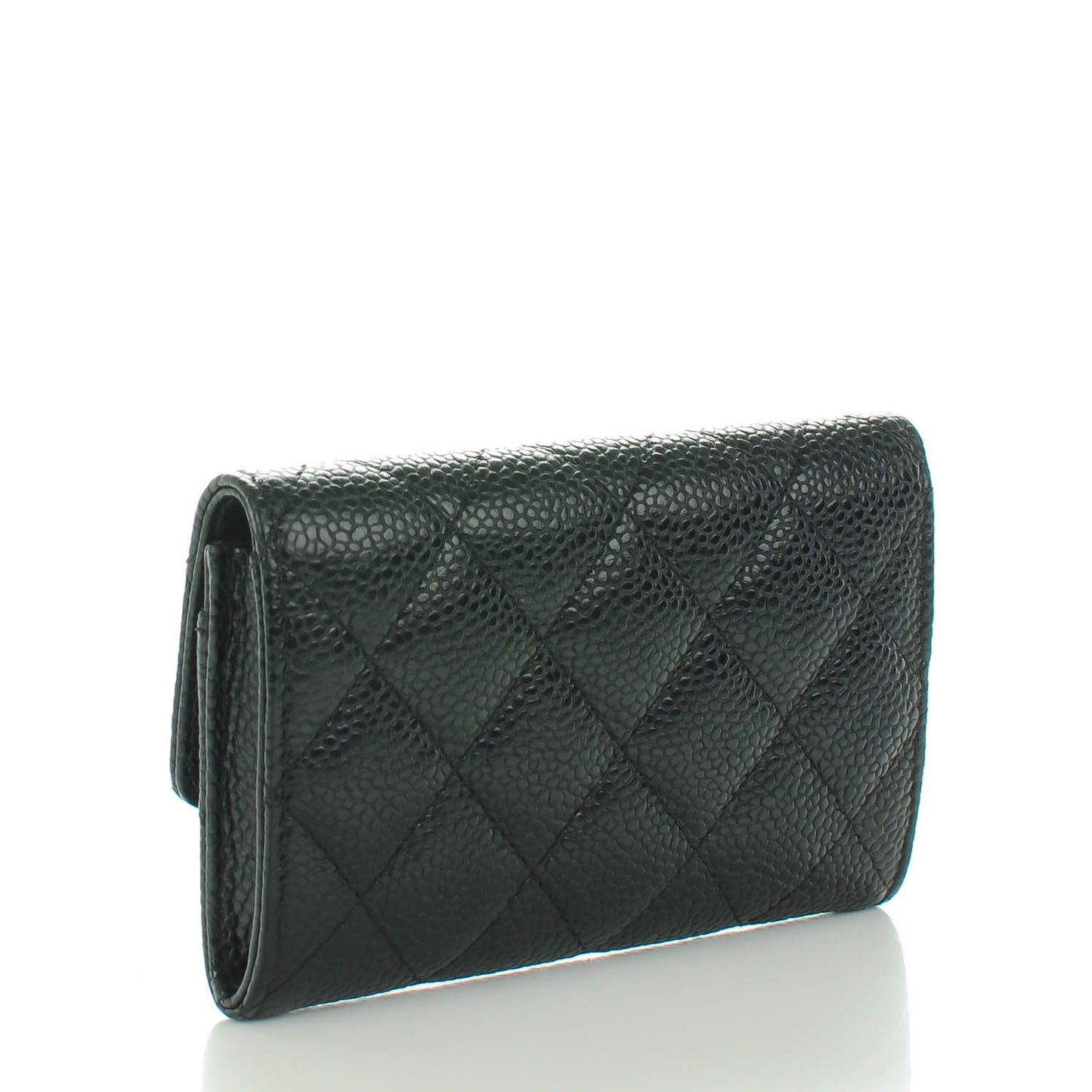 Caviar Quilted Flap Card Holder Black