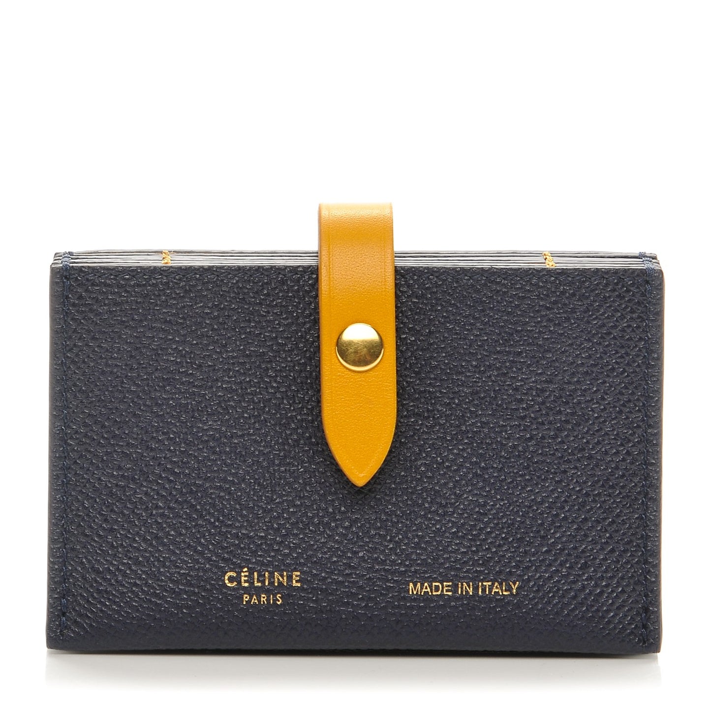 Grained Shiny Calfskin Accordion Card Holder Midnight