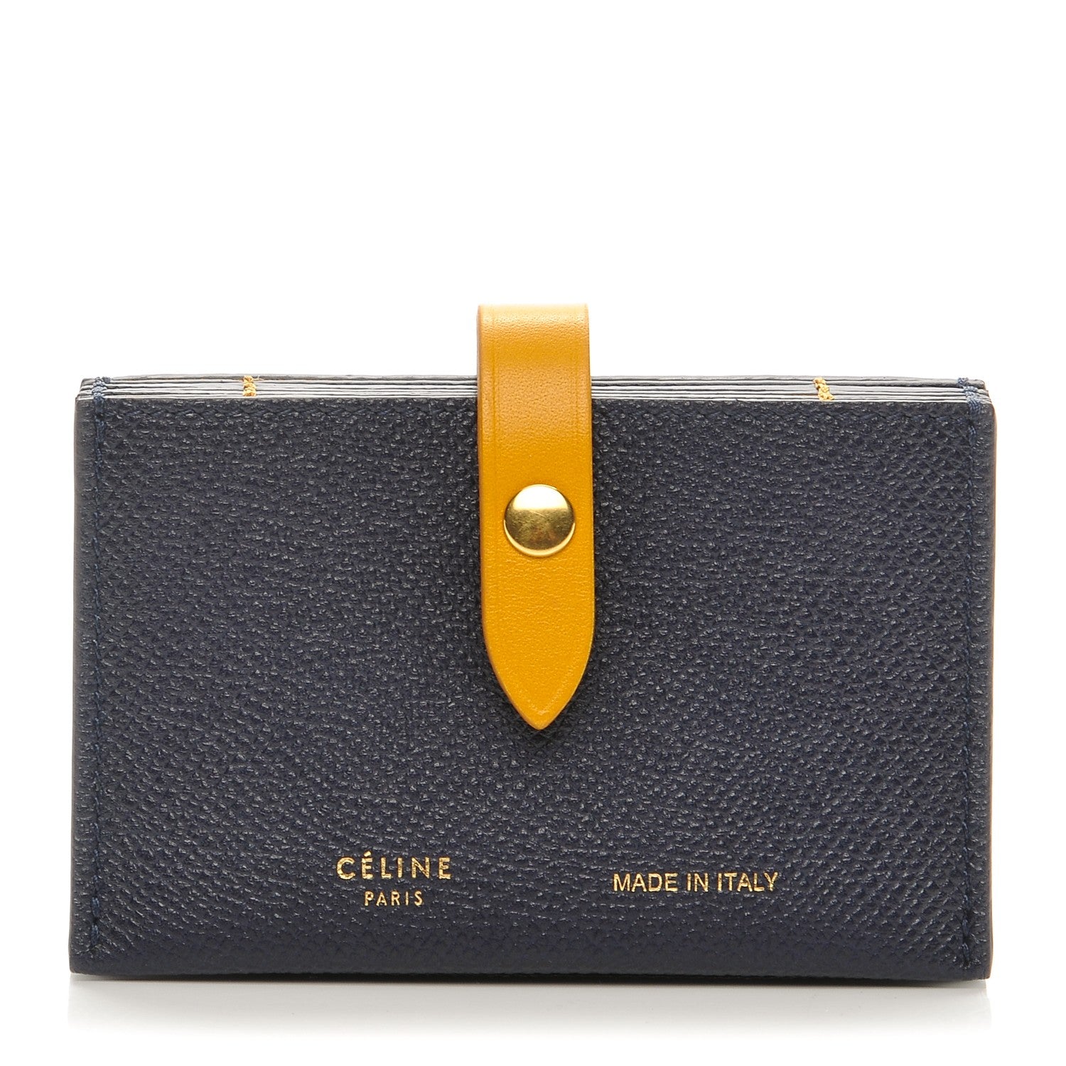 Celine Grained Shiny Calfskin Accordion Card Holder Midnight 1 of 9