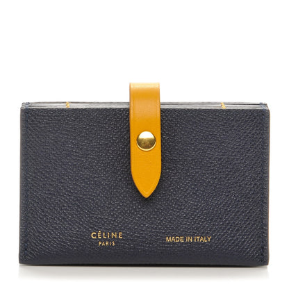 Celine Grained Shiny Calfskin Accordion Card Holder Midnight 1 of 9