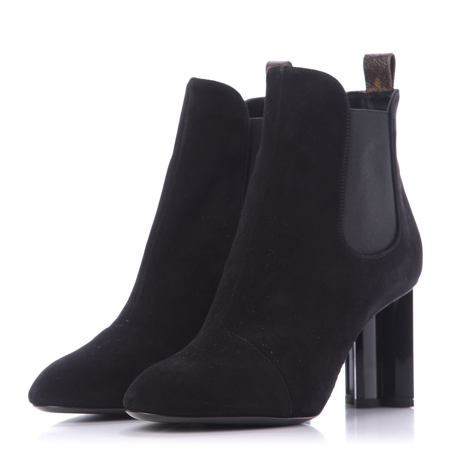 Louis Vuitton Suede Monogram Uniformes Cap Toe Chelsea 80mm Ankle Boots 41 Black 3 of 11