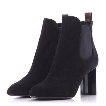 Louis Vuitton Suede Monogram Uniformes Cap Toe Chelsea 80mm Ankle Boots 41 Black 3 of 11