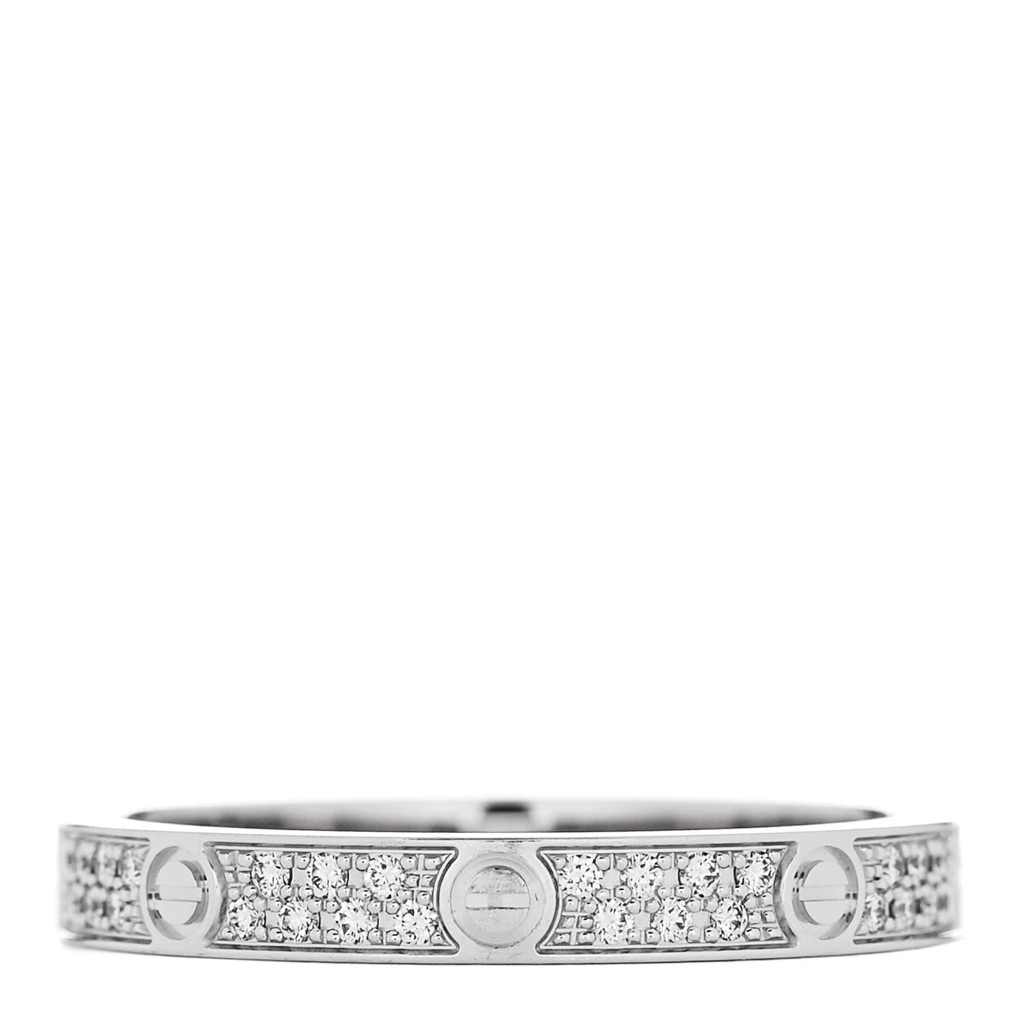 18K White Gold Diamond 2.6mm LOVE Paved Band Ring 51 5.75