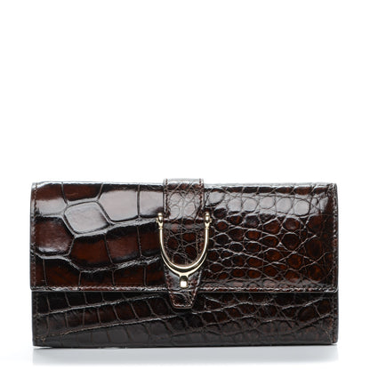 Gucci Crocodile Stirrup Continental Wallet Brown 1 of 9
