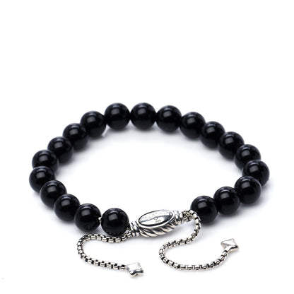 David Yurman Sterling Silver Black Onyx 8mm Spiritual Beads Adjustable Bracelet 3 of 4
