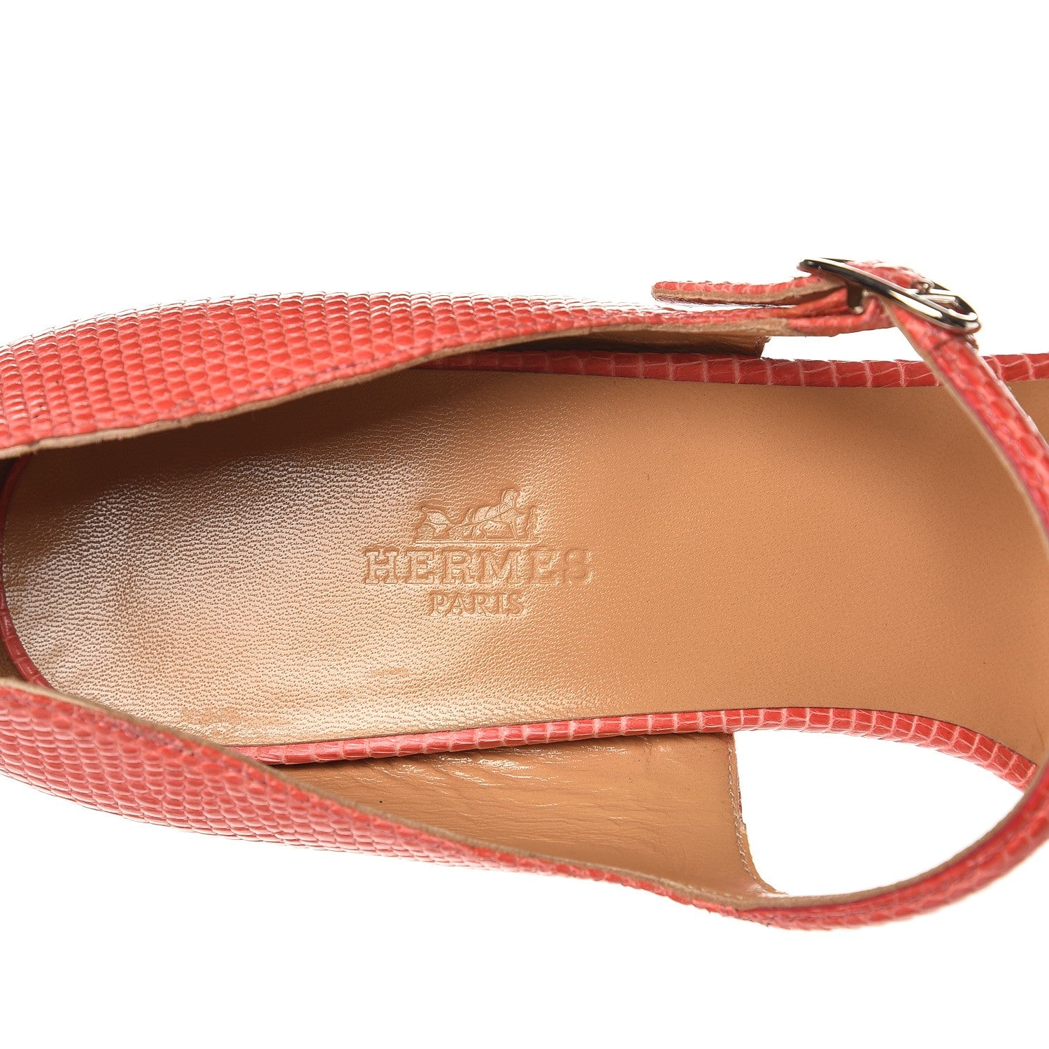 Hermes Lizard Dual Strap Wedge Sandals 40.5 Bougainvillea 6 of 10