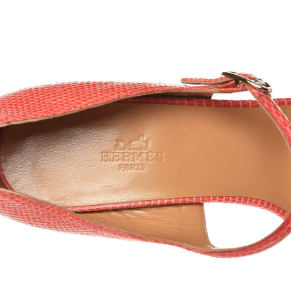 Hermes Lizard Dual Strap Wedge Sandals 40.5 Bougainvillea 6 of 10