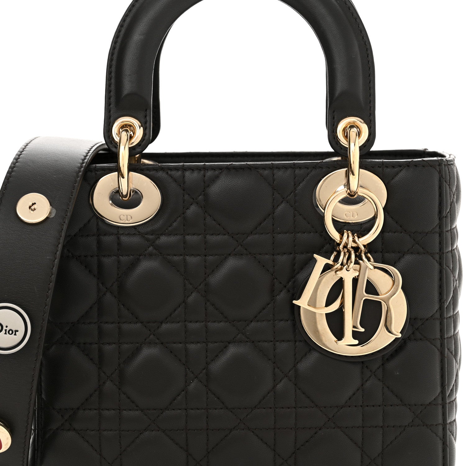 Christian Dior Lambskin Cannage Small Lucky Badges My Lady Dior Dark Grey 8 of 20