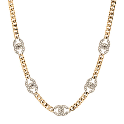 Chanel Crystal Chain CC Link Choker Gold Silver 1 of 4