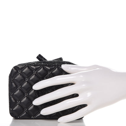 Chanel Cracked Calfskin Quilted Crystal Lion Clutch Black 2 of 9