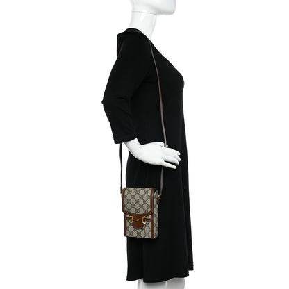 Gucci GG Supreme Monogram Mini Horsebit 1955 Crossbody Bag Beige Brown Sugar 2 of 10