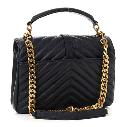 Saint Laurent Lambskin Matelasse Chevron Monogram Medium College Bag Deep Marine 2 of 16