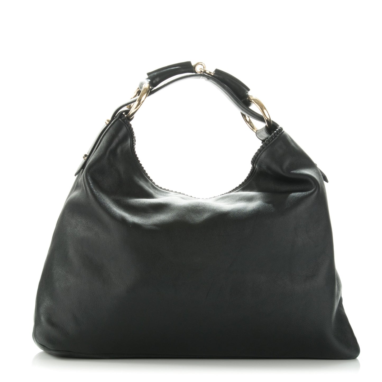 Calfskin Large Horsebit Chain Hobo Black