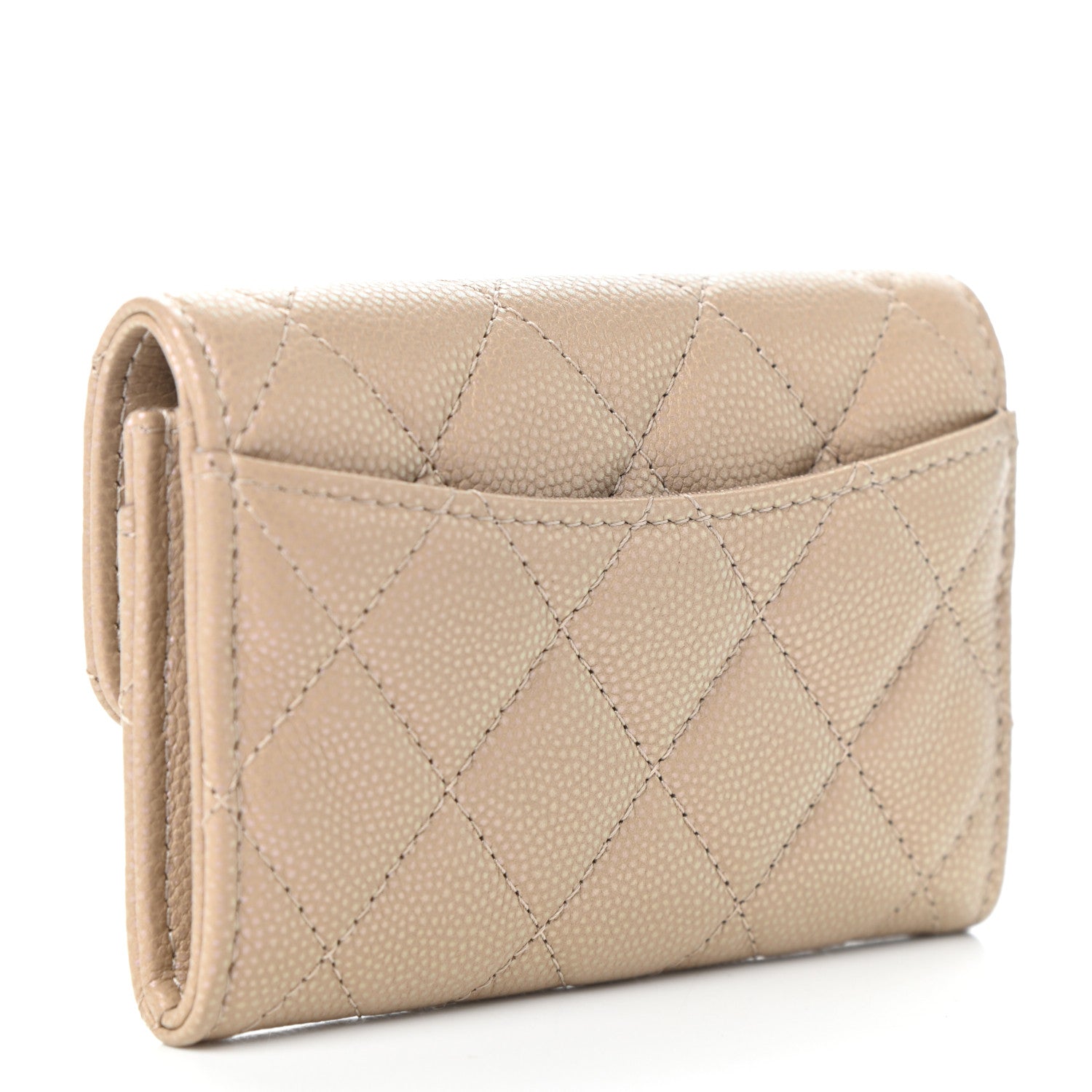 Chanel Iridescent Caviar Quilted Flap Card Holder Wallet Beige 3 of 8