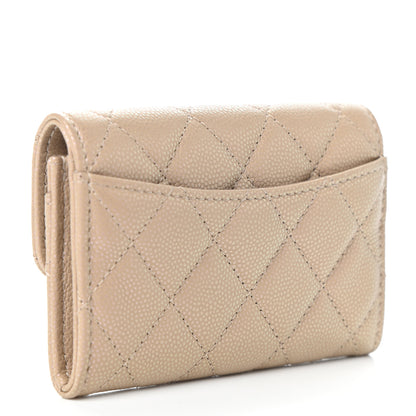 Chanel Iridescent Caviar Quilted Flap Card Holder Wallet Beige 3 of 8