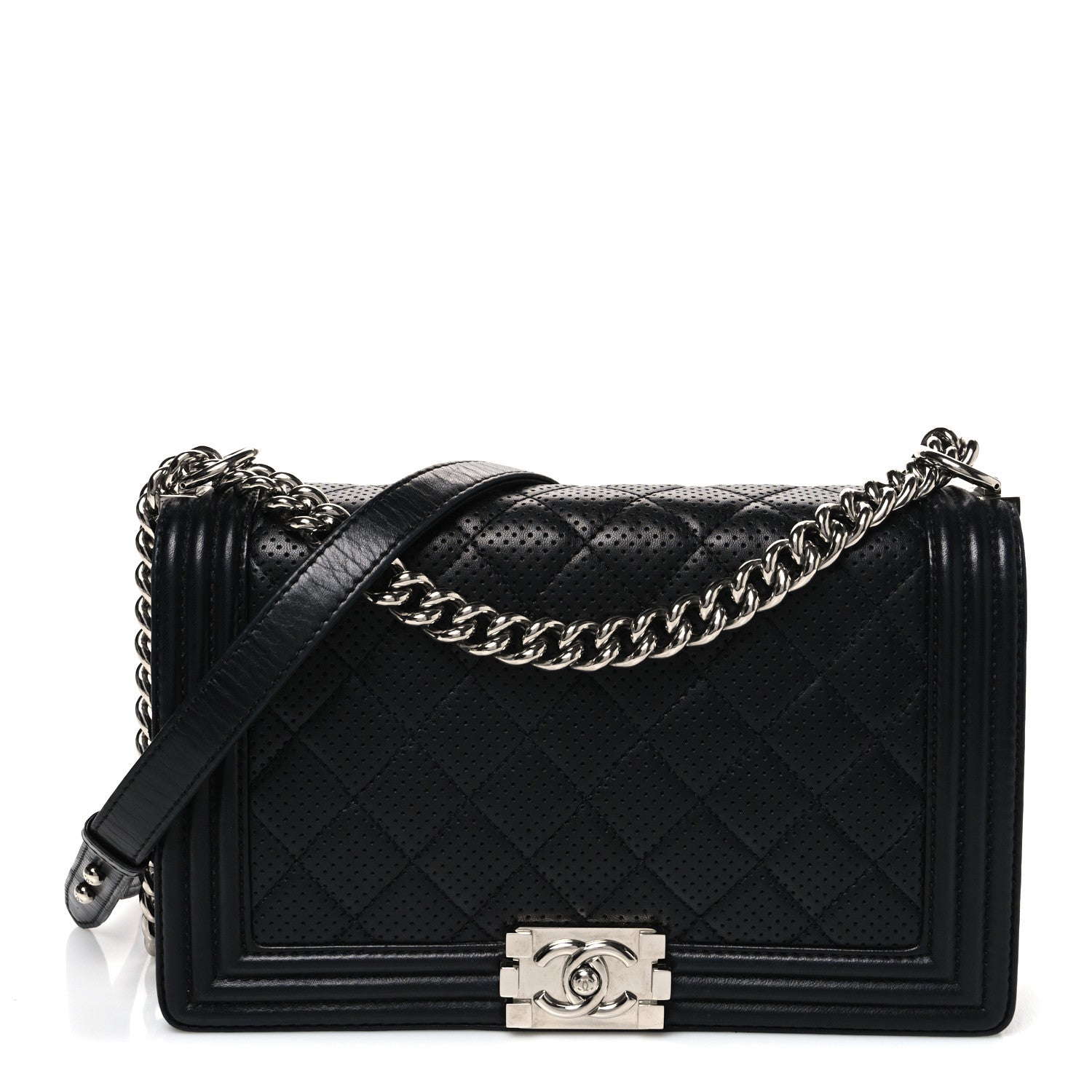 Chanel Lambskin Perforated Quilted New Medium Boy Flap Black 1 of 11
