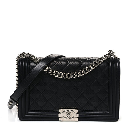 Chanel Lambskin Perforated Quilted New Medium Boy Flap Black 1 of 11