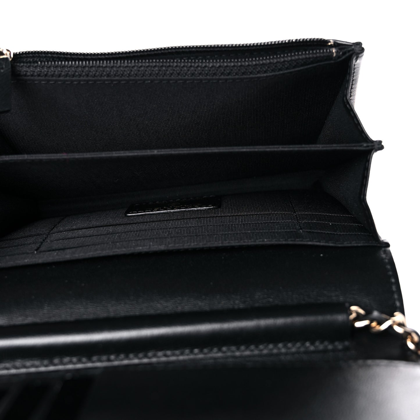 Lambskin Quilted Mini Camellia Bow Wallet On Chain WOC Black
