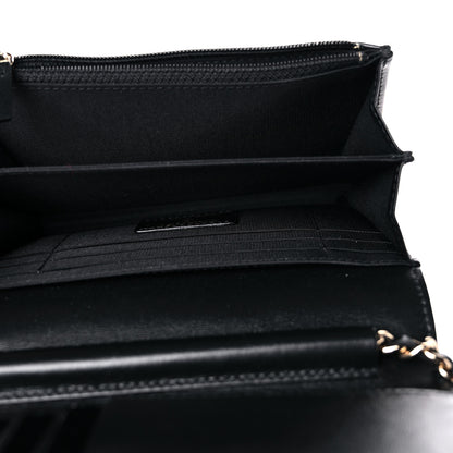 Chanel Lambskin Quilted Mini Camellia Bow Wallet On Chain WOC Black 7 of 10