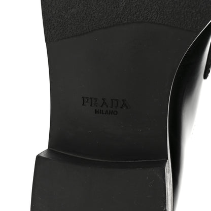 Prada Spazzolato Metal Triangle Logo 20mm Loafers 40 Black 7 of 9