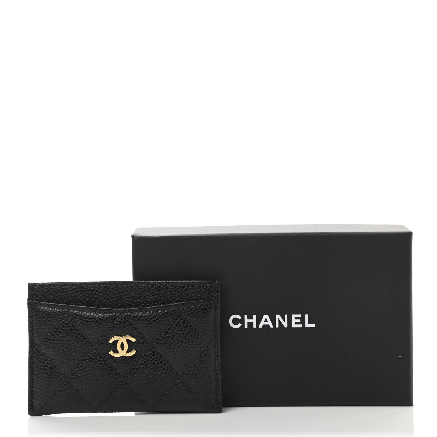 Caviar Quilted Card Holder Black
