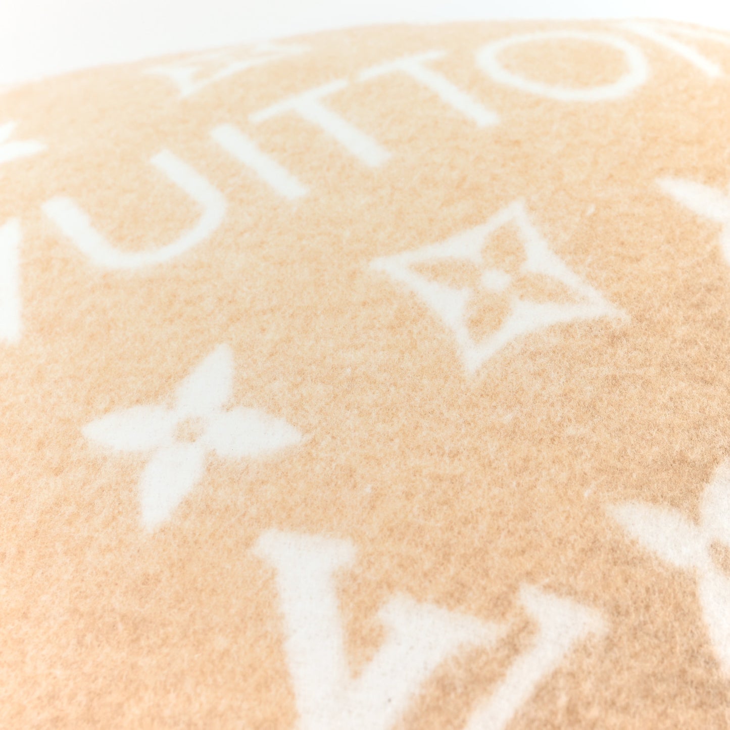 Wool Cashmere Neo Monogram Cushion Pillow Beige