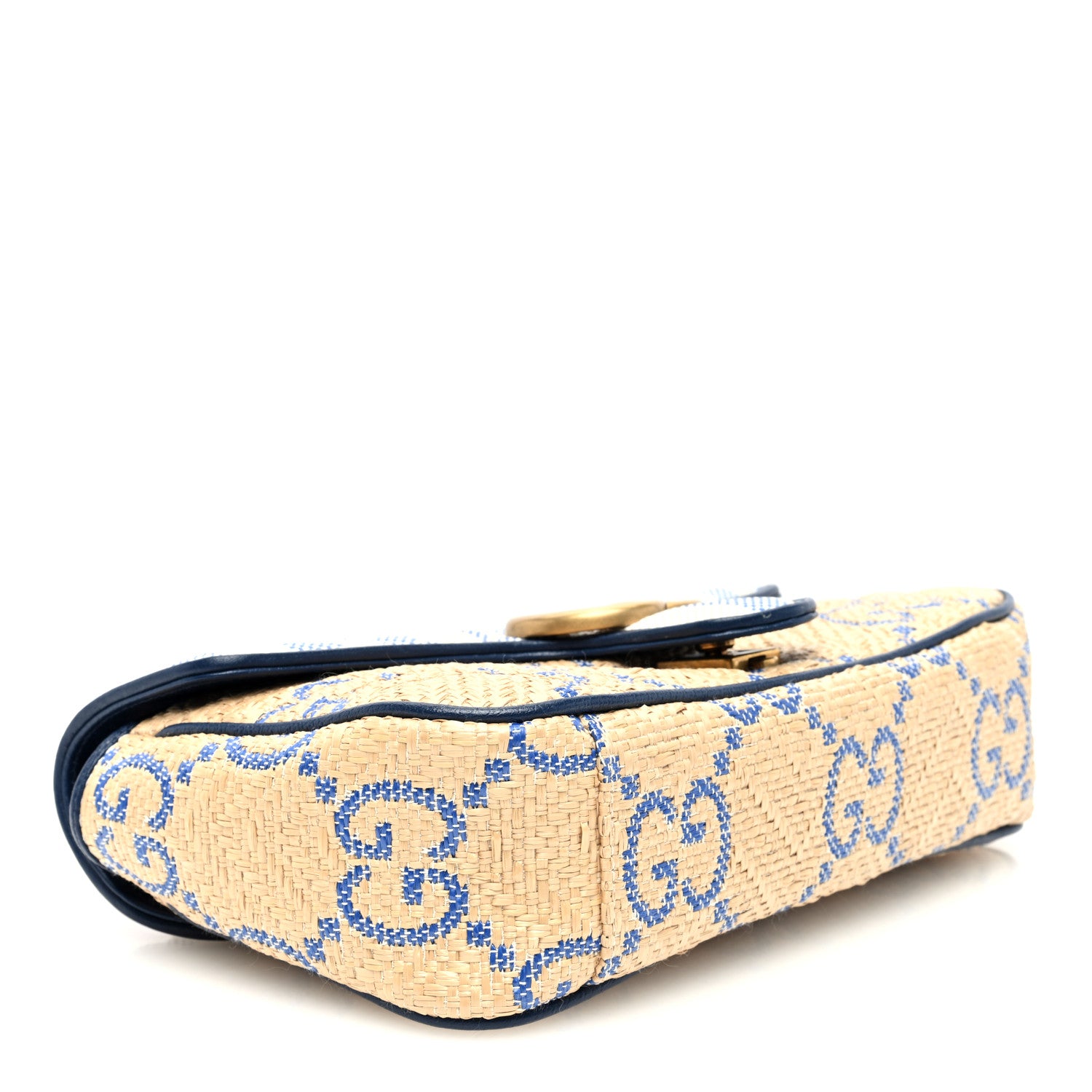 Gucci Raffia GG Monogram Matelasse Small GG Marmont Shoulder Bag Natural Royale Off White 4 of 9