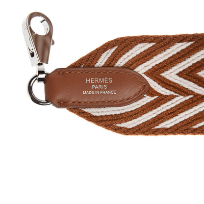Hermes Toile Swift 50mm Sangle ZigZag Shoulder Strap Gold White 3 of 4