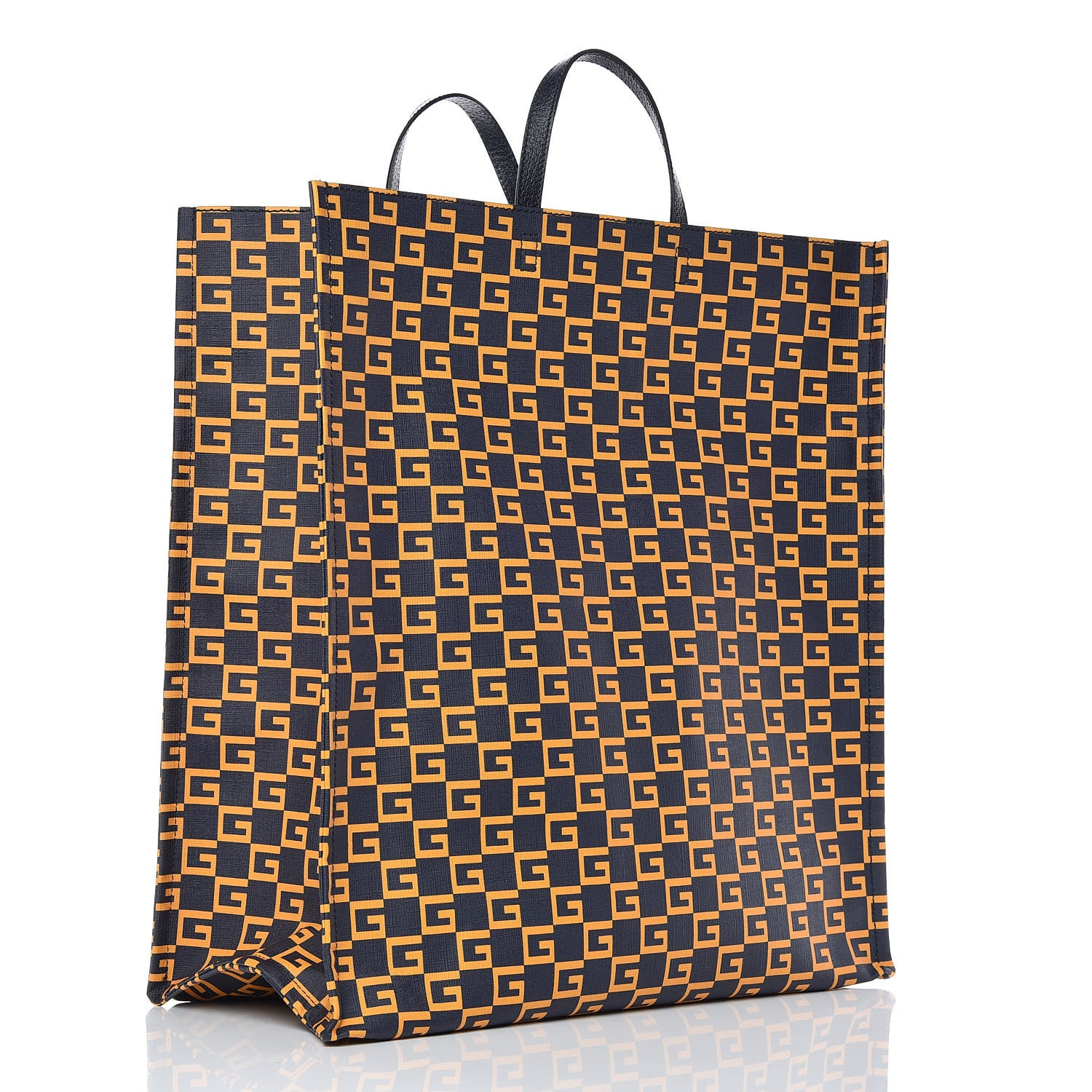 Gucci Coated Canvas Square G Vertical Tote Blue 3 of 12