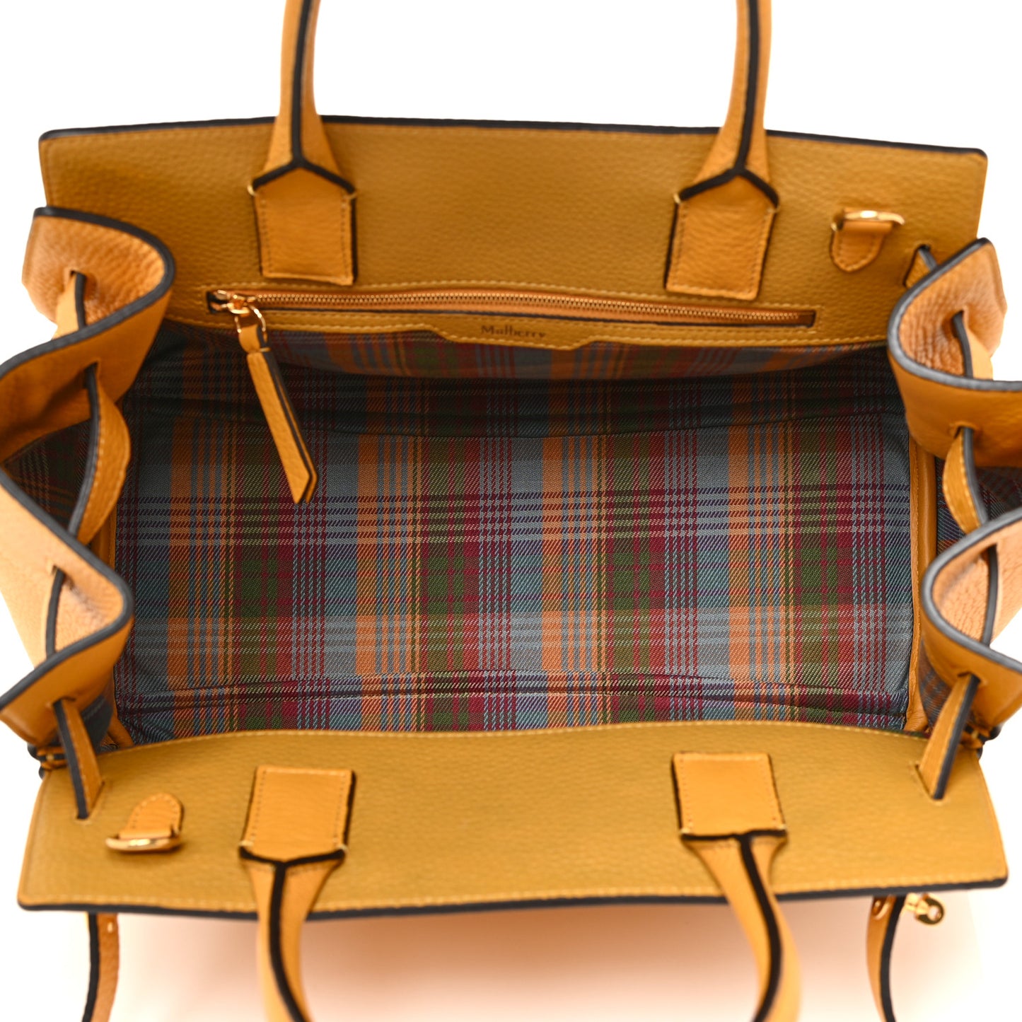 Heavy Grain Calfskin Small Belted Bayswater Tote Deep Amber